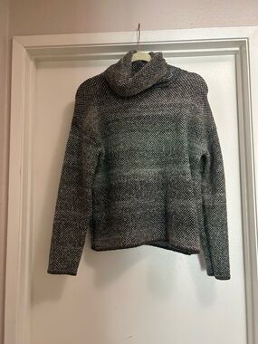 Max Studio Black and White Marled Cowl Neck Sweater